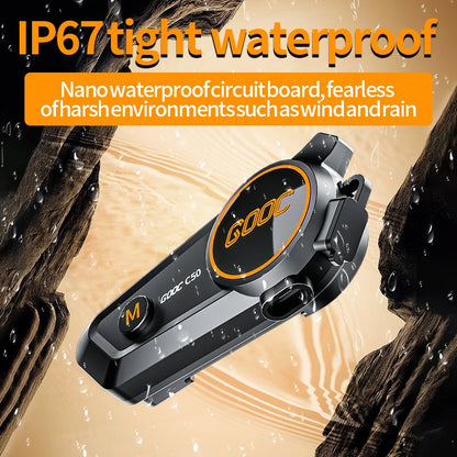 3D Surround Heavy Bass Motorcycle Helmet Headset Stereo Bluetooth Hands Free Call IPX7 Waterproof With Tri-Color Ambient Light