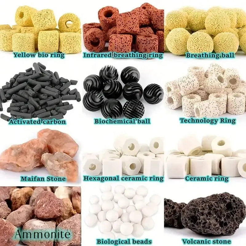 420g Premium Aquarium Filter Media in Mesh Bag with Ceramic Rings, Activated Carbon, Etc. Enhances Filtration & Water Quality