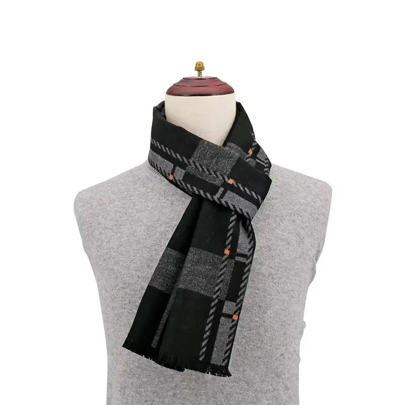 2024 Luxury Brand Winter Plaid Cashmere Scarf for Men Warm Neck Scarfs Male Business Scarves Long Men's Pashmina Shawl