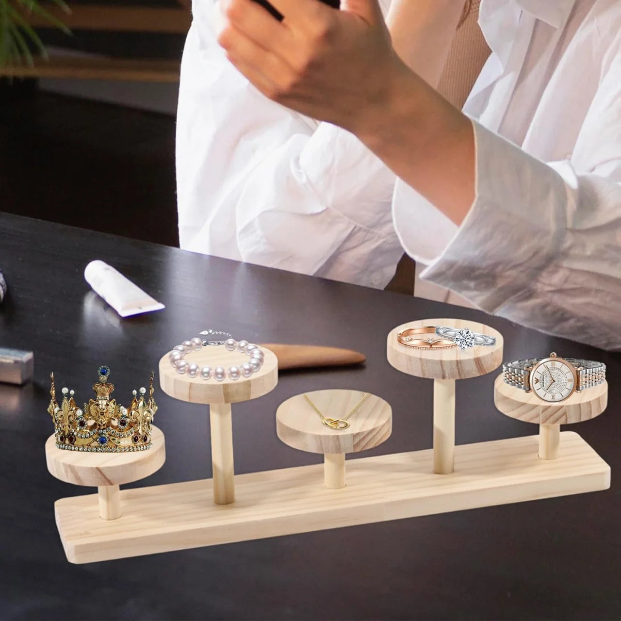 Wooden display rack with storage rack - Multi-layer storage box for jewelry.superior plants - for jewelry bead display