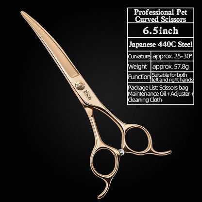 Pet Grooming Small Curved Scissors for Dogs, Specialized for Cats, Fine-tuning for Round Faces, High-end Imported from Japan, 44