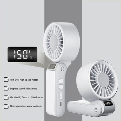 Lenovo 3-in-1 High-Speed Handheld Fan Portable Foldable 3-second Cooling 150 Wind Speeds LED Display with Lanyard For Outdoor