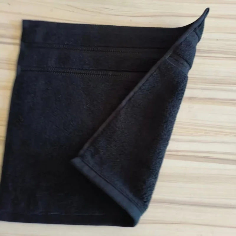 2pcs 100%Cotton Hand Towel,Soft Water Absorbent,Black Square Little Face Towel For Hotel,Home Washcloth,35*35cm Drop Shipping