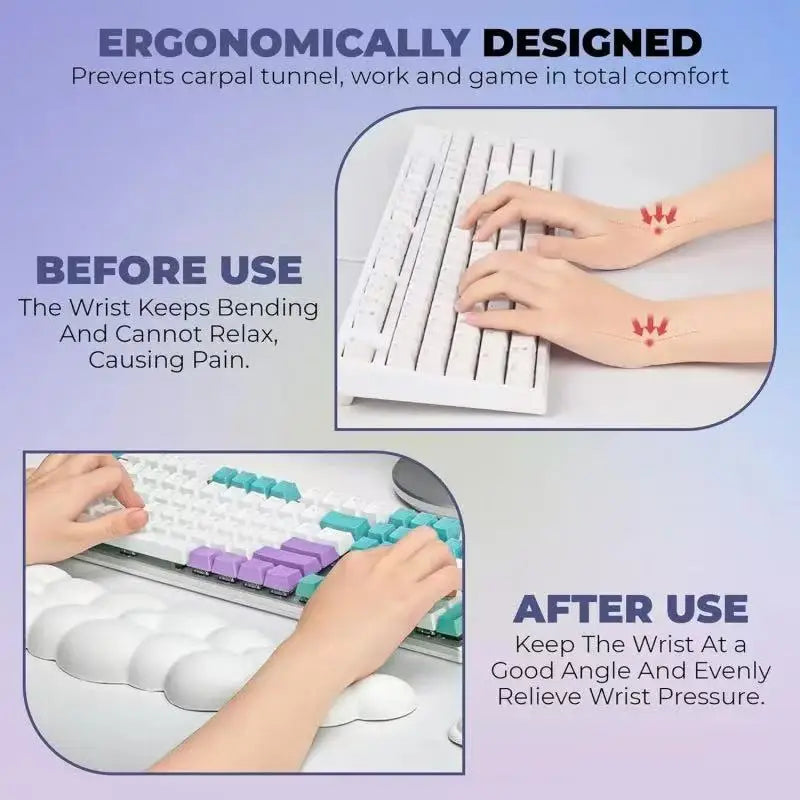 Mouse Pad with Wrist Rest Cloud Wrist Rest for Computer Keyboard Arm Wrist Rest with Non-Slip Base Extended Wrist Rest Ergonomic