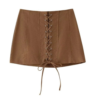 Talenza Vintage Women's Suede Leather Jacket Single Breasted Lapel Brown Blazer Loose Coats 2025 Autumn Office Lady Outerwears
