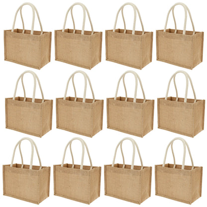 Portable Jute Tote Bag Burlap Tote Bags Mini Burlap Beach Bags Multipurpose Burlap Hand Bags for Shopping Trips Beach School