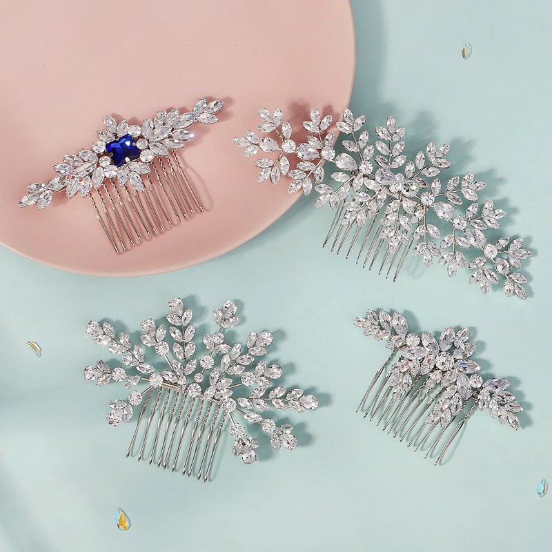 New Luxury Zirconia Bridal Hair Comb Sparkling Handmade Hair Comb for Women Wedding Headpieces Jewelry Accessories