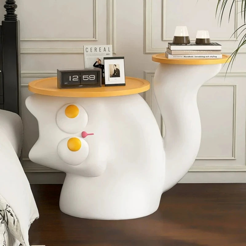 Cat Modern Coffee Side Table Black Designer Cute Nordic Funky Minimalist Small Table Space Saving Corner Living Room Furniture