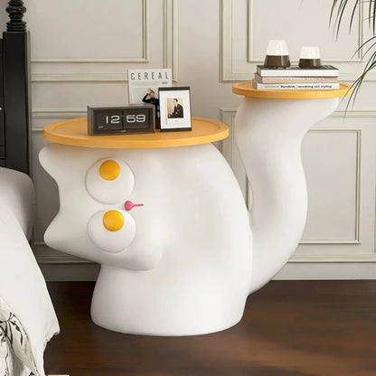 Cat Modern Coffee Side Table Black Designer Cute Nordic Funky Minimalist Small Table Space Saving Corner Living Room Furniture