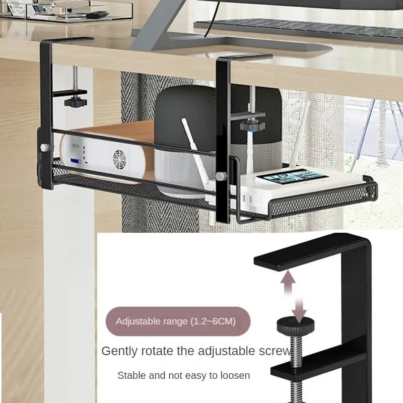Under Desk Cable Management Tray Shelf No Drill Steel Cable Organizers Wire Management Tray Cable Management Desktop storage