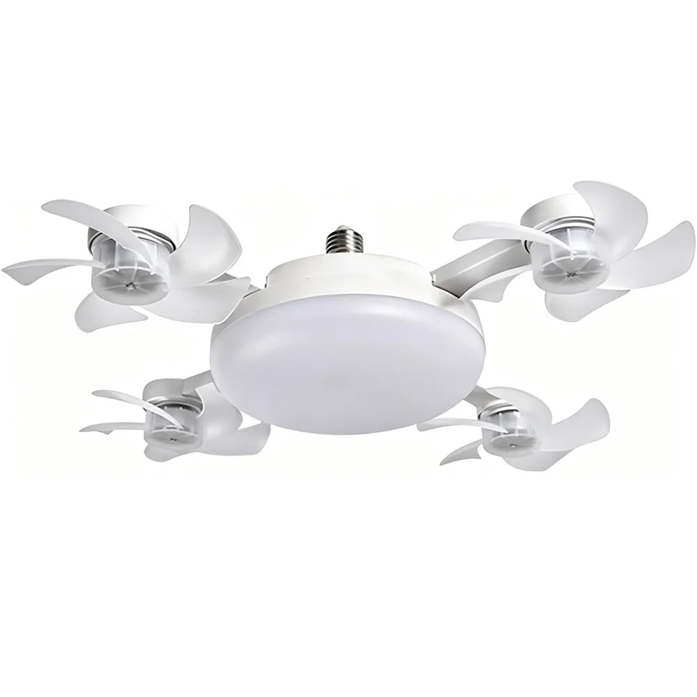 E27 Screw in Ceiling Fan with Remote Control Socket Fan Light Drone Fan Dimmable 3Color Temperatures for Bedroom Kitchen Garage