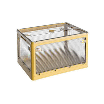 Foldable Book Storage Box, Large Capacity Transparent Plastic Storage Bin with Pull Ring Design, Easy to Open Lid, Space-Saving