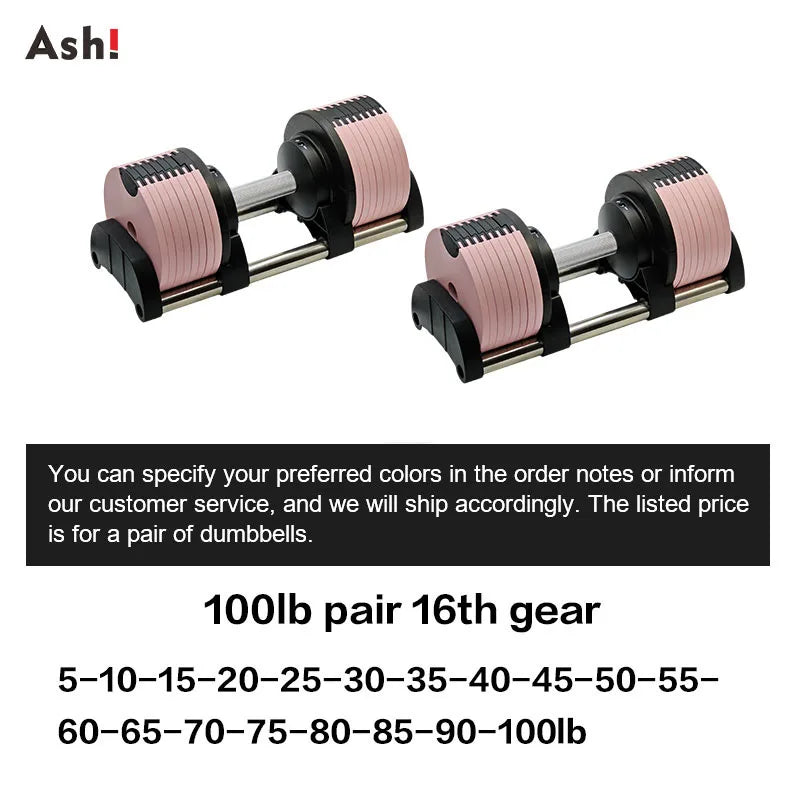 Multi-Color Adjustable Dumbbell Set, 2KG(5LB) or 4KG(9LB) Increment, Up to 50KG(110LB), Fast Adjustable Dumbbells for Home Gym