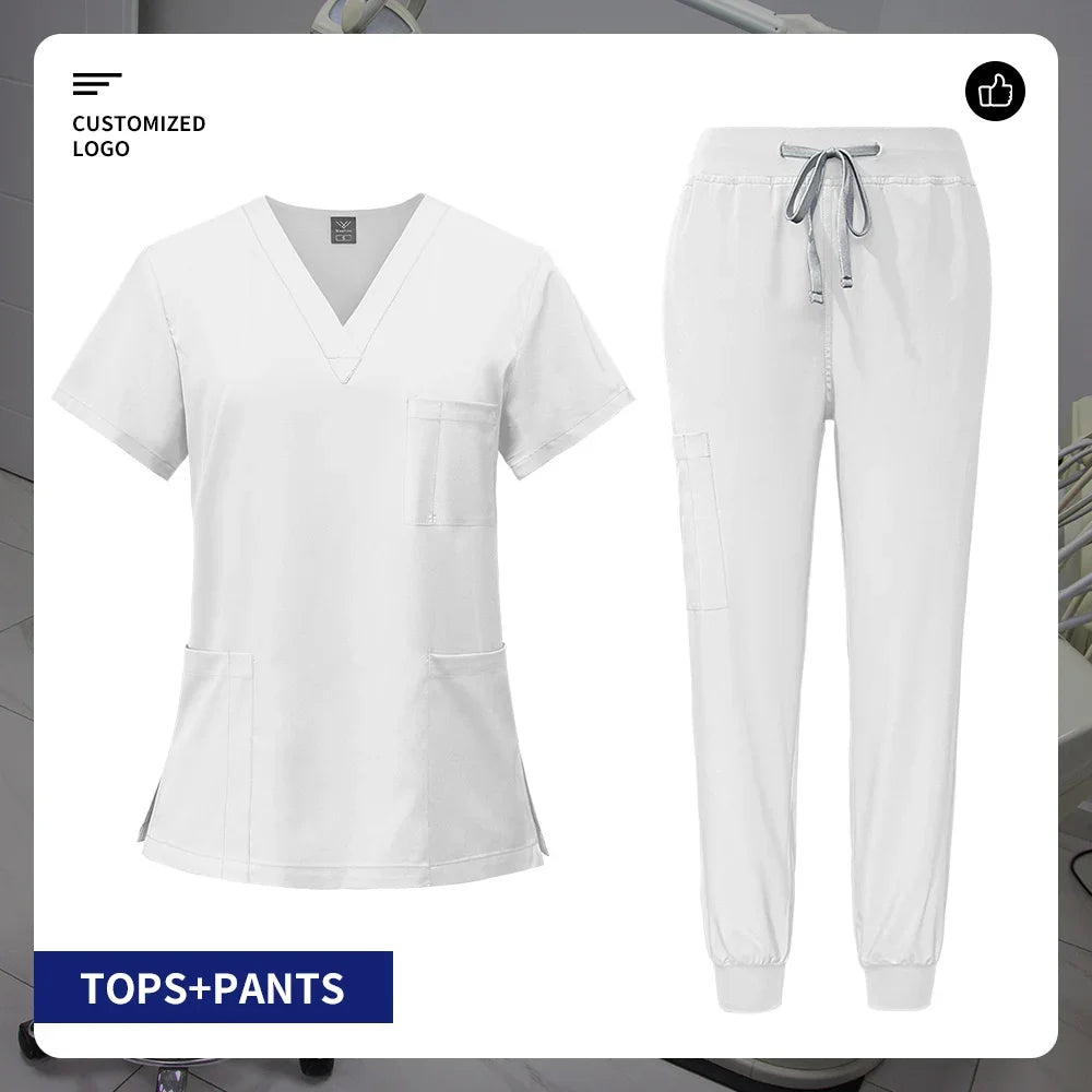 Pet Grooming Institution Surgical Workwear Scrubs Medical Nursing Uniform Customizable Logo Hospital Jogger Clothes with Pocket