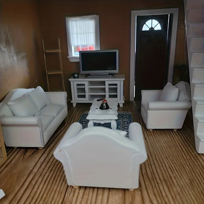 Miniature house, mini furniture, bedroom scene, furniture, sofa, single/double sofa, creative DIY, versatile, Christmas holiday