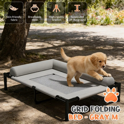 Breathable Mesh Pet Bed Elevated With Pillow Removable and Washable Moisture Proof For Medium Large Dog Cat All Four Seasons