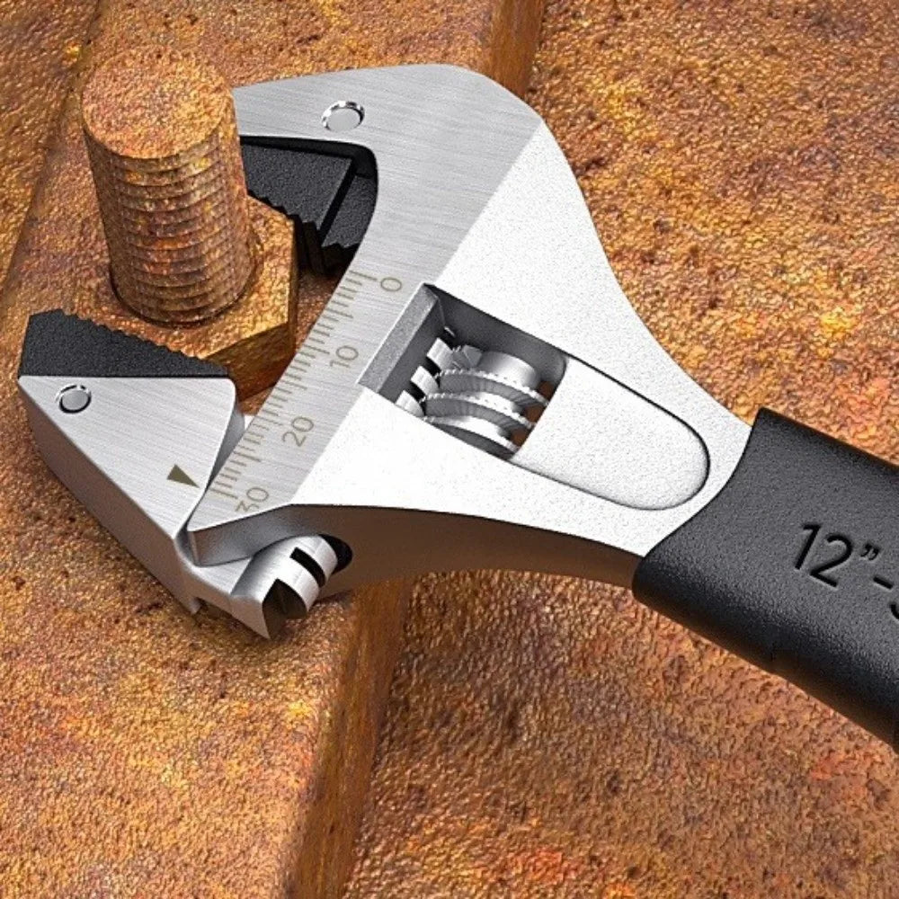 8/10/12Inch Adjustable Ratcheting Wrench Large Opening Multifunctional Self Tightening Wrench Non-Slip Handle Universal Wrench