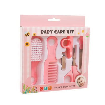 6pcs/Set Blue & Pink Baby Cleaning Kit Care Product Set For Nails And Hair, Including Beauty Brush Comb And Nail Clipper Set