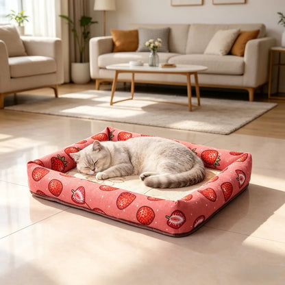 Cooling Fabric Pet Bed for All Seasons: Breathable Mat for Dogs & Cats, Removable Washable Summer Cooler & Year-Round Cushion
