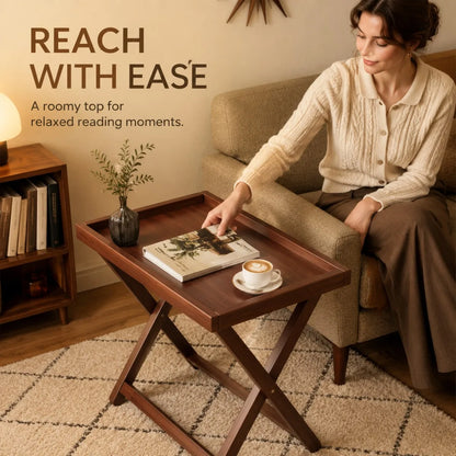 Folding Side Table,Durable Tv Tray Bed Table,Small End Table For Living Room, Bedroom