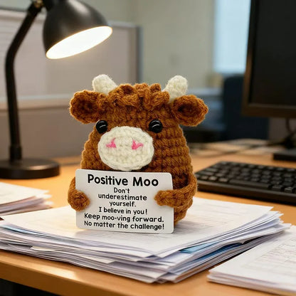 Gifts for Him Her Boyfriend Girlfriend  Handmade Positive Crochet Cute Cow Emotional Birthday Christmas Desktop Decorations