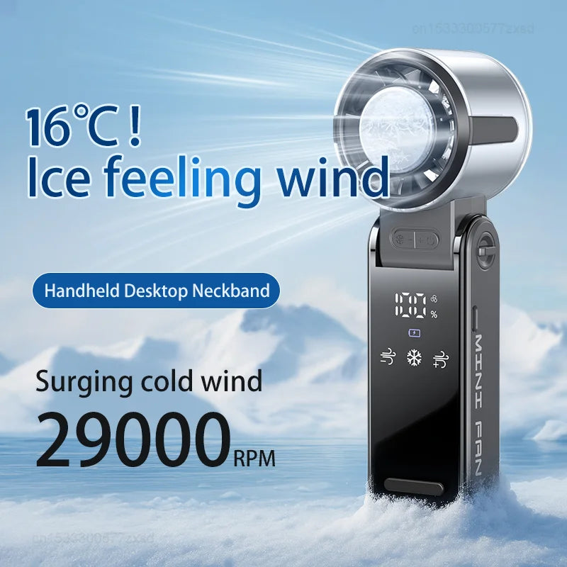 Foldable TEC Superconducting Cooling Fan Portable 29,000 RPM USB Rechargeable Mini Air Cooler for Travel Camping Outdoor