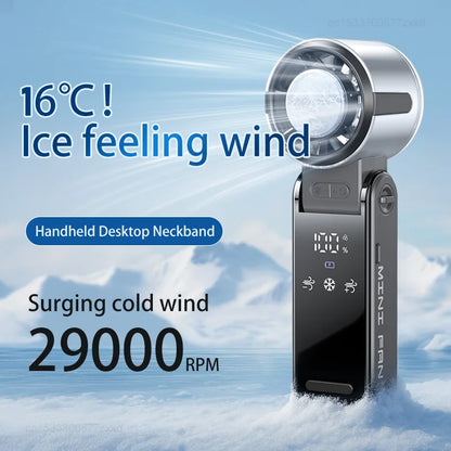 Foldable TEC Superconducting Cooling Fan Portable 29,000 RPM USB Rechargeable Mini Air Cooler for Travel Camping Outdoor