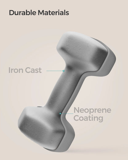 SONGMICS Set of 2 Neoprene Hex Dumbbells, 2 x 5 kg, with Dumbbells Bars, Home Training, Grey
