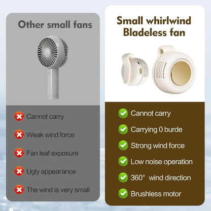 Portable Silent Fan Mini USB Rechargeable Bladeless Electric Clip-on Fan Adjustable 3-Speed Waist Fan For Outdoor Sports Office