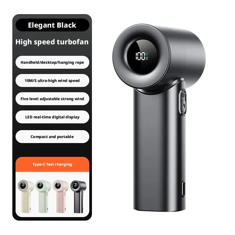 Portable Handheld Fan Mini Personal Highspeed Fan for Travel Outdoor Activities USB Fast Charging Mute Air Calculating Fan