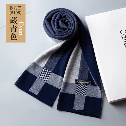 High Quality Wool Men Scarf Autumn Winter Classic Business Thermal Muffler Male Soft Korean Version Long Thick Warm Shawl No Box