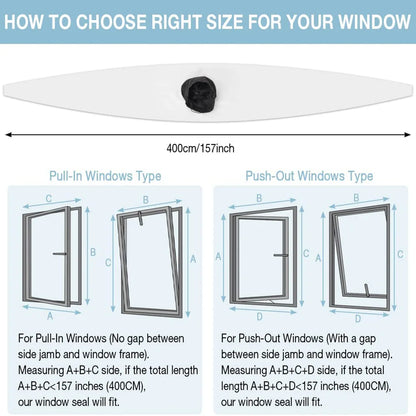 3/4M Waterproof Window Seal For Portable Air Conditioner Tilting Sloping Window Easy To Install Double With Tension Rope Sealing