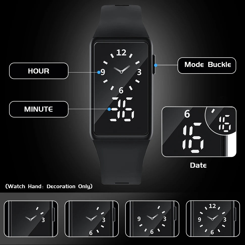 Electronic Sport Watch Multifunctional Easy Read Lightweight Mini Electronic Display Digital Watch for Women's Sports Wristwatch