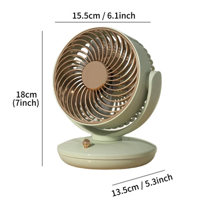 Portable Oscillating Mini Fan, USB Rechargeable Desk Fan with Long Battery Life, Personal Small Fan for Dorm, Car & Indoor Use