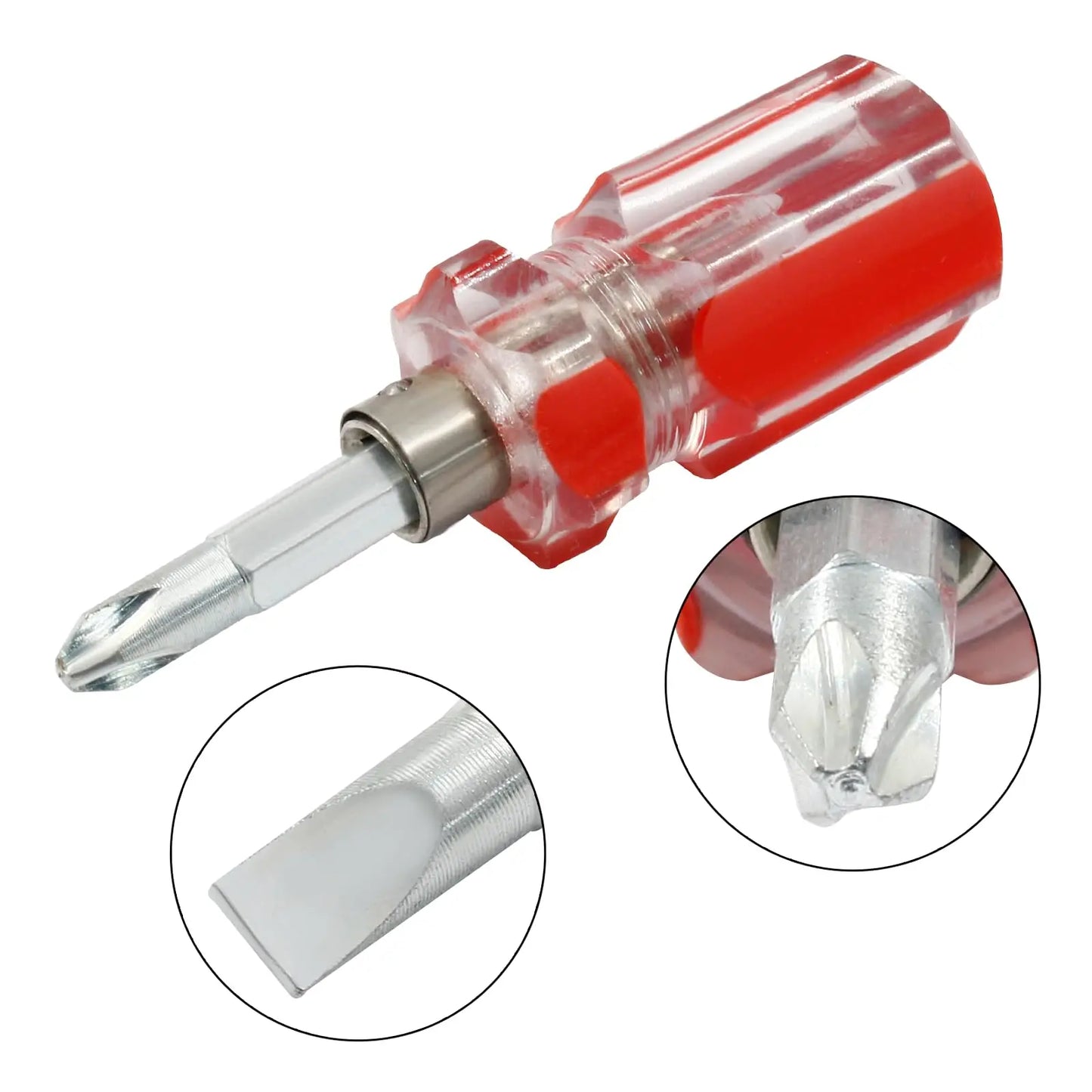 Double-Bit Screwdriver, 1 PCS Stubby Screwdriver with Phillips and flathead Headed, Tool for DIY, Repair & Maintenance Projects
