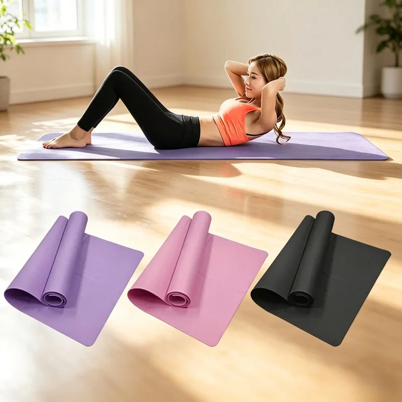 4 mm Anti-Slip Yoga M4mm Anti‑Slip Yoga Mat Portable Fitnesat Portable Fitness Workout Mat For Pilates Home Gym Ladies Exercise