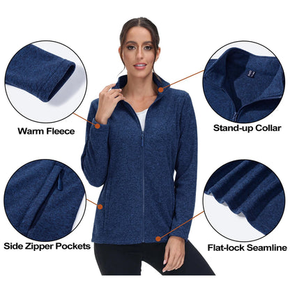 MAGCOMSEN Lightweight Women's Fleece Jackets Womens Athletic Warm Sweatshirts Casual Turtleneck Sweater Coat Sports Tops