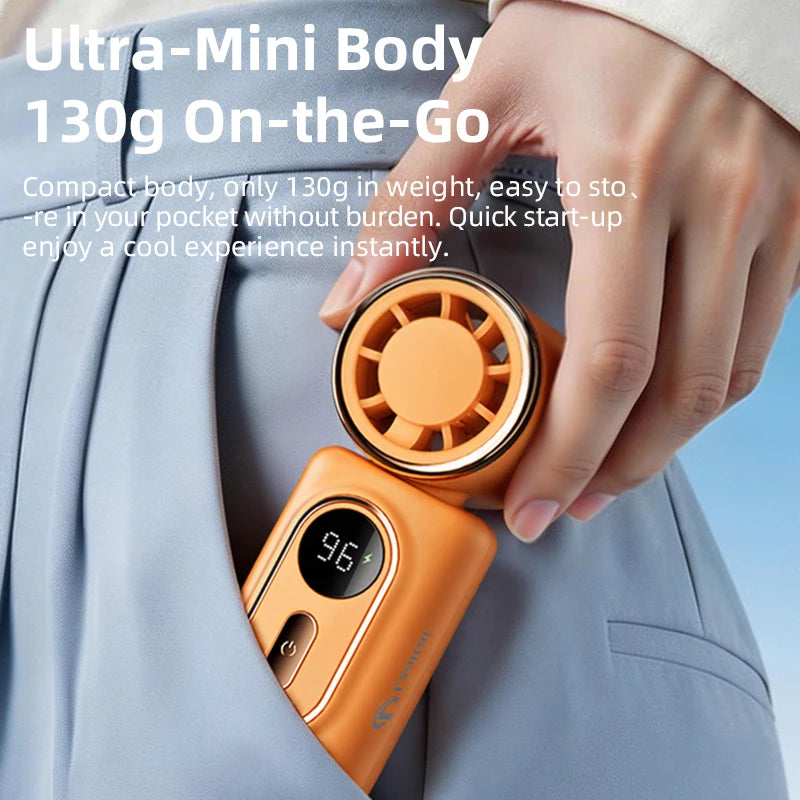 Portable Mini Fan Handheld Small Fan Cooling Turbo High Speed Fans 3000mAh 5 Speeds 180° Adjustable LED Display USB Rechargeable