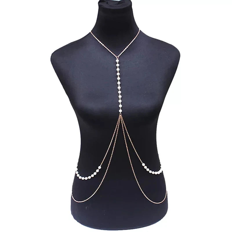 Jewelry: Sexy Babes, Imitation Pearl Body Chains, Sexy Bikini Beach Waist Chains