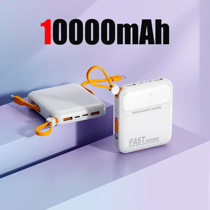 Lenovo 120W 10000mAh Power Bank Large Capacity 4 In1 Cables Intelligent Digital Display Light Portable Powerbank For iPhone New