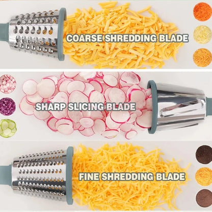 3 in 1 Multi-function Drum Vegetable Chopper Hand-operated Potato Slice Chopper Pressed Vegetable Grinder Peeled Garlic Chopper