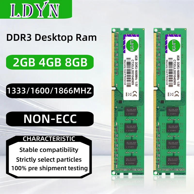 DDR3 RAM 2GB 4GB 8GB 1066 1333 1600 1866MHZ RAM Desktop Memory UDIMM PC3 12800U PC3 10600U ddr3 RAM 4GB 8GB Memoria RAM DDR3