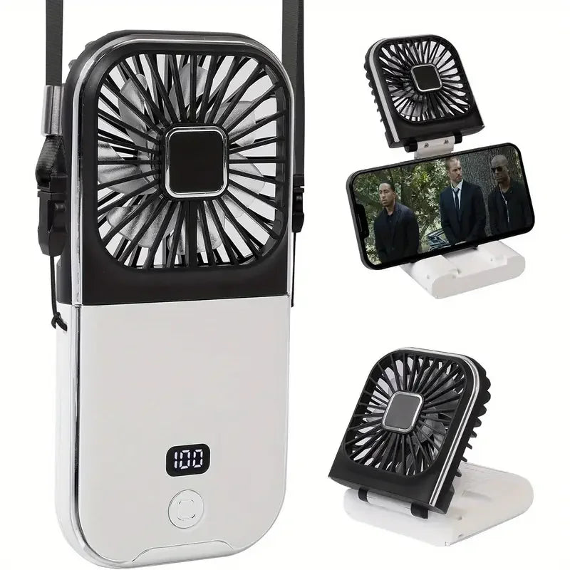 Portable handheld mini fan, personal fan with phone holder, type-C supports phone charging, multi-functional fan, stepless speed