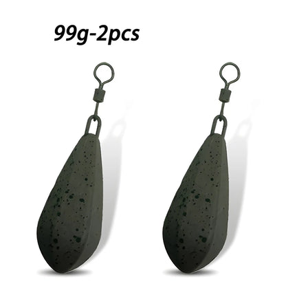 2pcs Carp fishing lead weight has 56g/71g/85g/99g/113g carp fishing weight. Pendant allows for quick replacement of lead