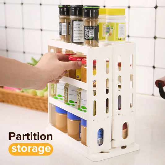 Spice Storage Rack,90 Degree Swivel Item Storage Rack, Countertop 3 Tier Storage Rack,Small Storage And Organizer Rack ﻿