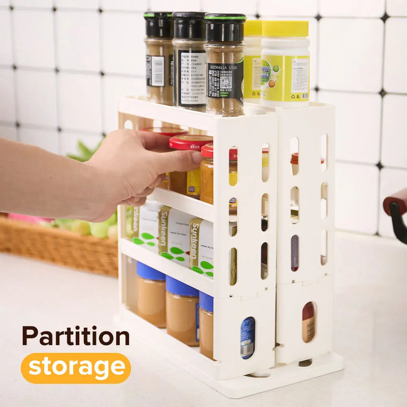 Spice Storage Rack,90 Degree Swivel Item Storage Rack, Countertop 3 Tier Storage Rack,Small Storage And Organizer Rack ﻿