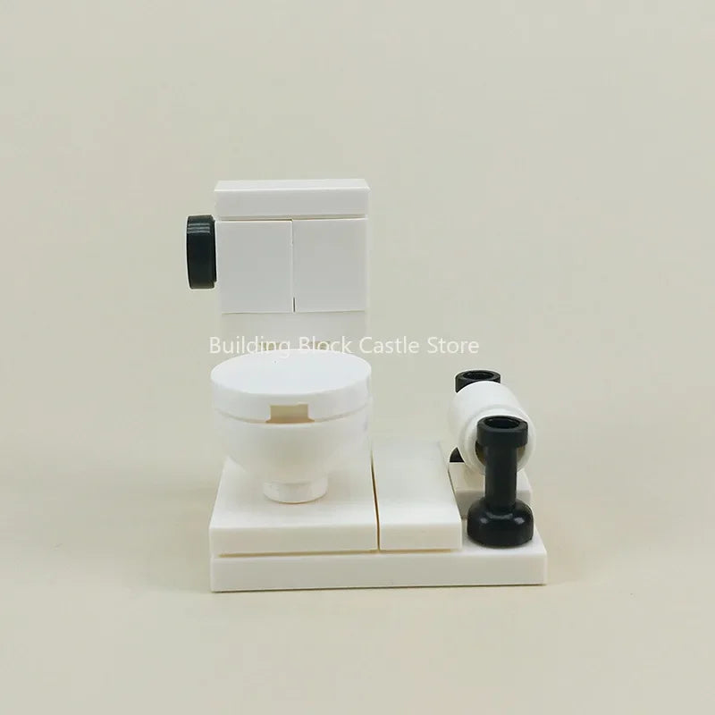 MOC Modern Home Sofa, TV Cabinet, Furniture, Refrigerator Small Particle Building Block Scene Construction Toy Model