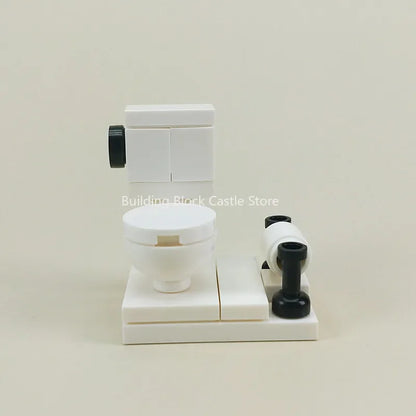 MOC Modern Home Sofa, TV Cabinet, Furniture, Refrigerator Small Particle Building Block Scene Construction Toy Model