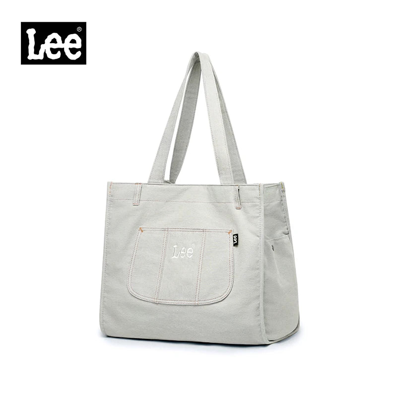 LEE Multiple Pockets Large Capacity Denim Tote Bag Women Trend Commuting Work Shopping Ladies Jeans Handbag Utility Traveling
