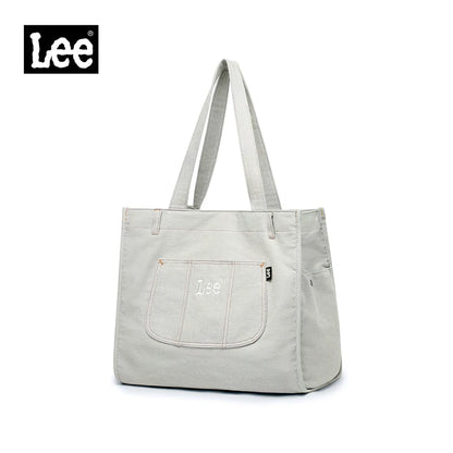 LEE Multiple Pockets Large Capacity Denim Tote Bag Women Trend Commuting Work Shopping Ladies Jeans Handbag Utility Traveling